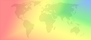 Image of the world map in rainbow colours